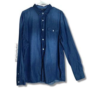 Livergy button down long sleeve blue denim shirt size XXL cotton